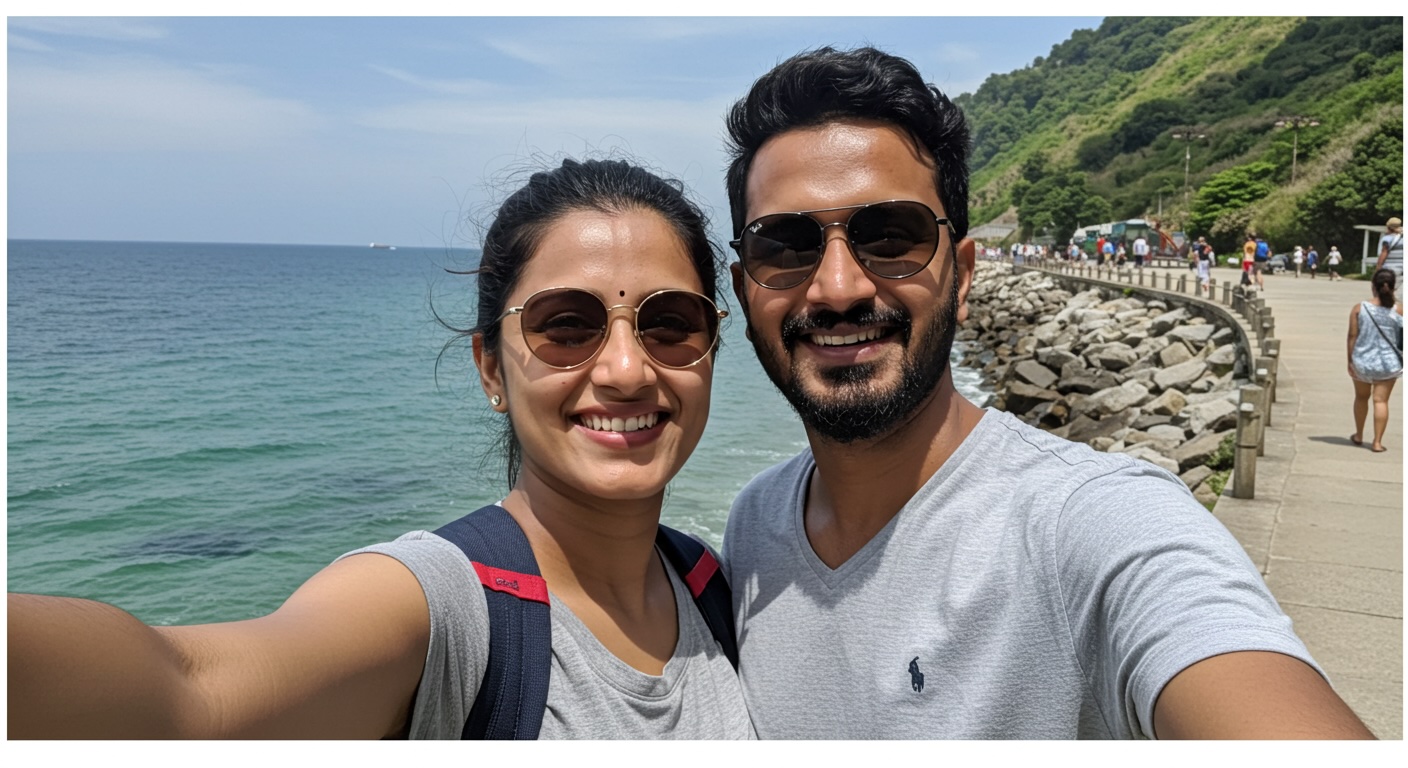 Portrait of Priya and Arjun from the UK